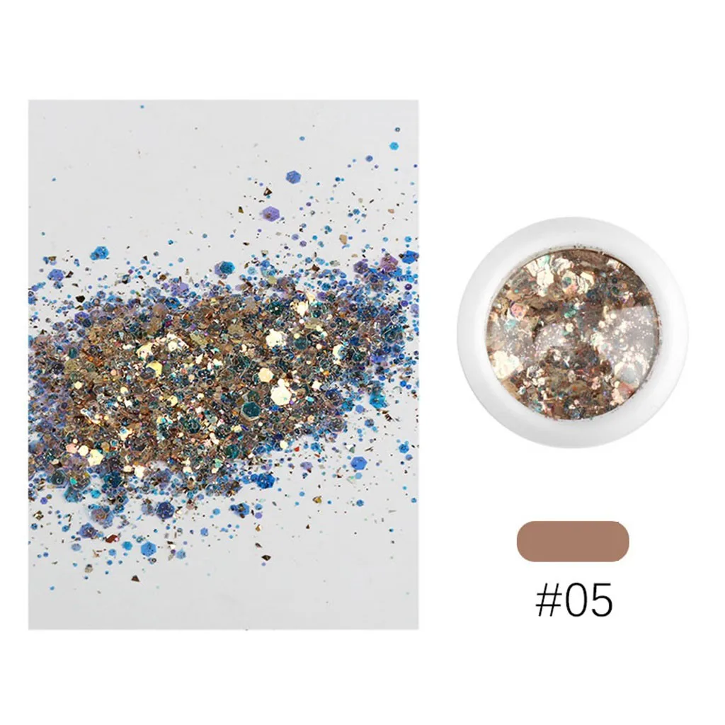 مسمار حورية البحر بريق رقائق سباركلي 3D الملونة لامع مكتنز مختلطة تقشر الجسم ملصقات الأظافر الشعر الوجه ظلال العيون الجسم ماكياج M0326