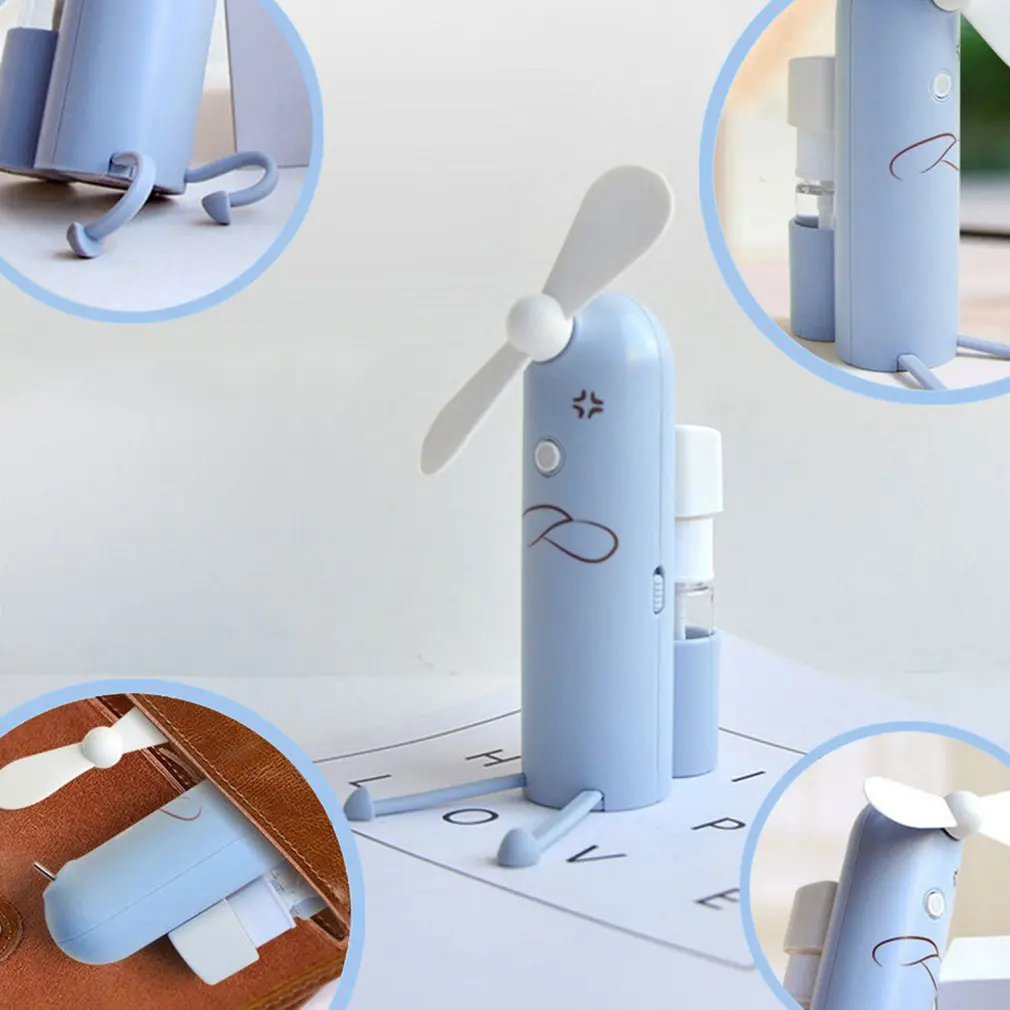 

Cartoon Water Spray Mini Fan Portable Usb Small Fan Mobile Phone Stand