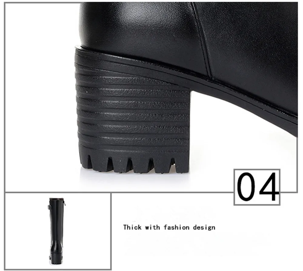 Insicre/женские зимние ботинки из натуральной кожи, до середины икры, шерсть, большие размеры 35-43, теплая женская обувь Нескользящая обувь на платформе 6 см с пряжкой
