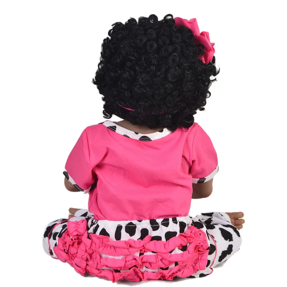 23'' 57 cm Lifelike Reborn Baby Doll Full Body Silicone Realistic Princess Black Skin Girl Doll Baby Toy For KId Christmas Gift