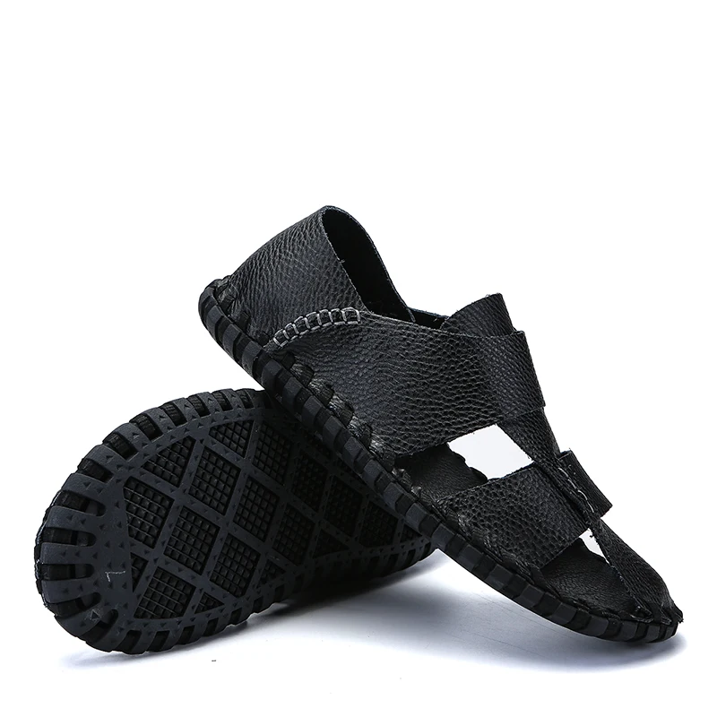 Negócios De branco Yoylap Retro Sapatos Homens Pescador Respirável marrom Couro Verão Genuínos Gladiador Sandálias Fretwork Estilo Preto aaqOfwEv