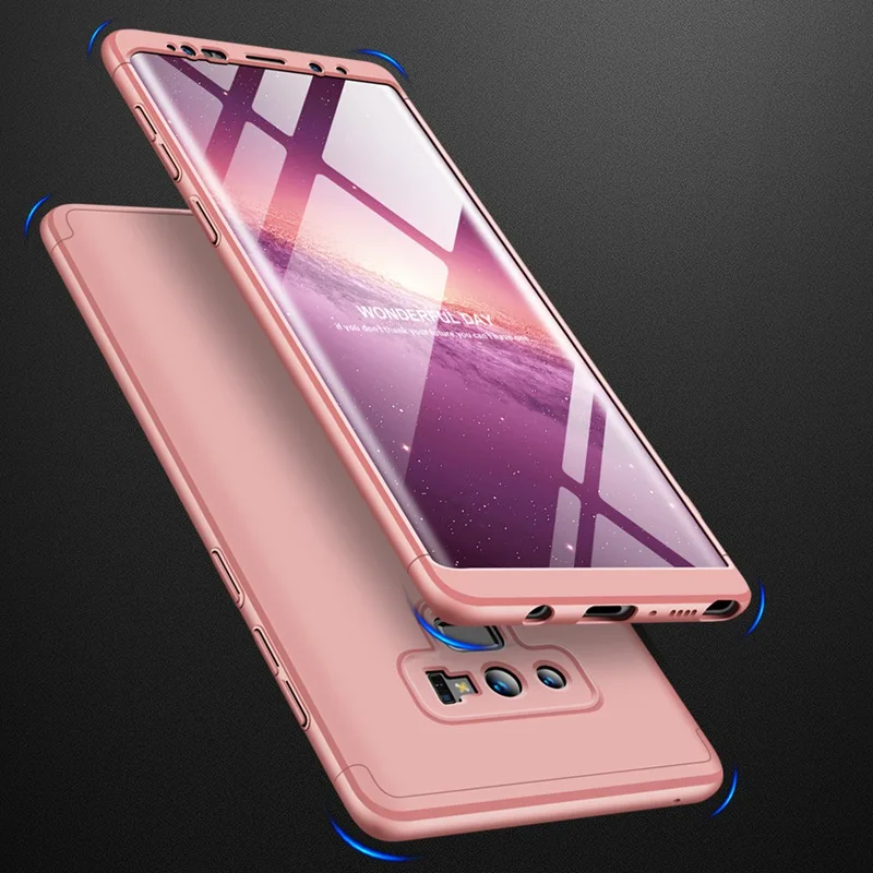 Rose Gold Чехлы для телефонов samsung Galaxy note 9 армированный жесткий чехол PC чехол для samsung note 9 чехол 360 Защитный чехол для телефона - Цвет: Rose Gold