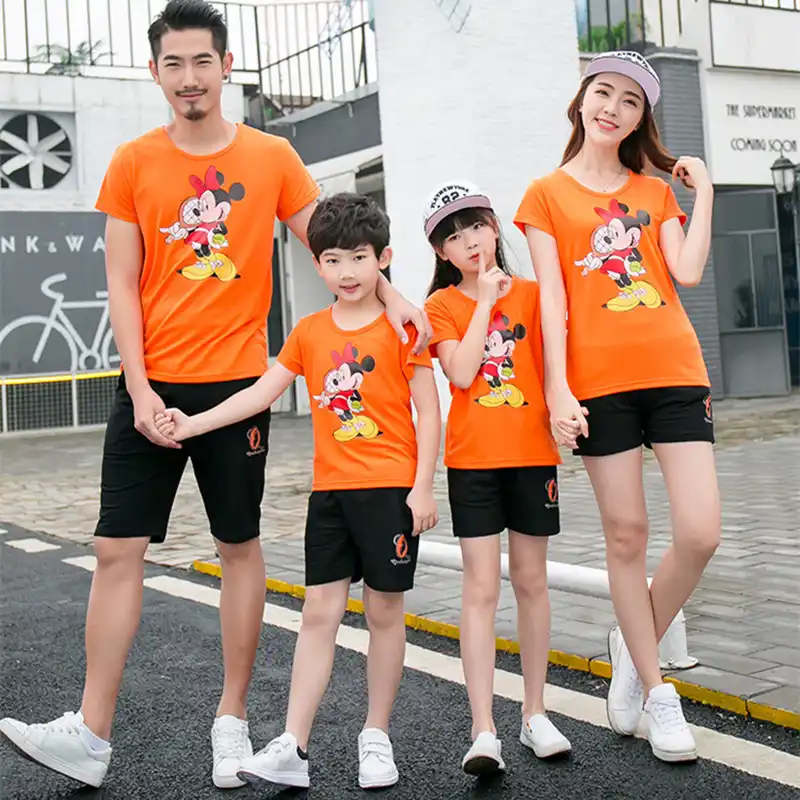 家族マッチング服夏の母娘ミニーマウス Tシャツお父さんと私ミッキー綿 Tシャツ服子供服 Aliexpress