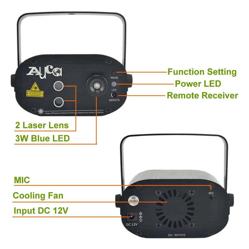 AUCD дистанционного Мини 3 W светодио дный огни 40RG красный зеленый этапа лазерный проектор эффект звук активной стадии освещения SL40RG