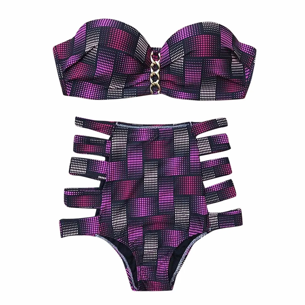 

Women's Swimming Suit Swimsuit Bikini Women Push-up Padded Bra Plaid Bikini Set Swimsuit Swimwear Bathing 2018