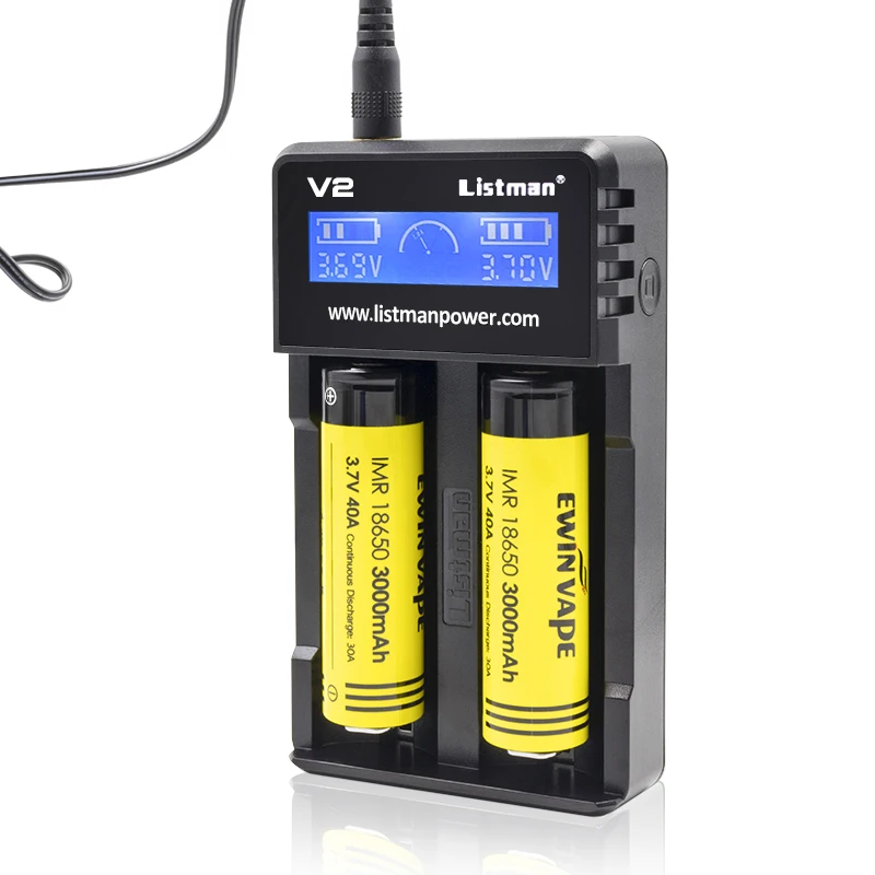 

Listman V2 Digicharger LCD Intelligent Circuitry 18650 21700 Charger for 18650 26550 18350 21700 26650 lithium battery drop ship