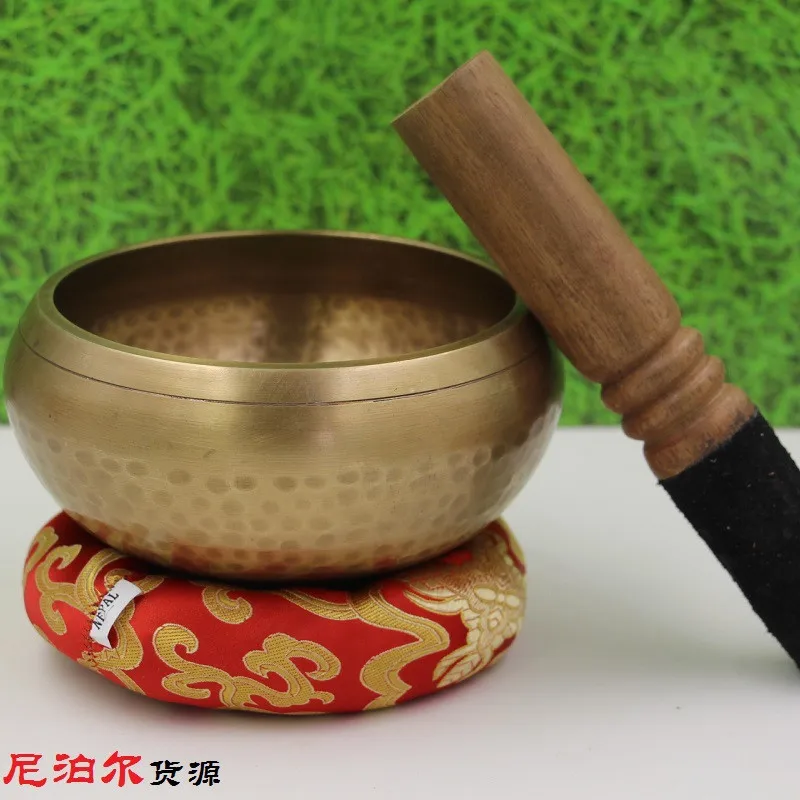 

8cm Copper Buddha Sound Bowl Alms Bowl Yoga Chinese Tibetan Meditation Singing Bowl With Hand Stick Metal Crafts GPD8121