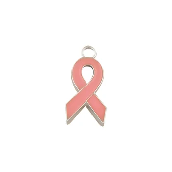 

100PCs Enamel Ribbon Awareness Charms Pendants 2.1*1*0.2cm(Pink)