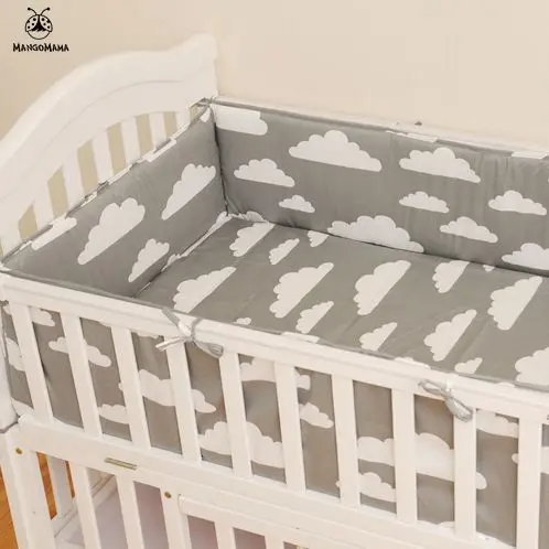 

Baby bed bumper 4pcs + fitted sheet 1 pcs baby bedding set grey pink blue clouds design suitable for 120x60cm 130x70cm baby