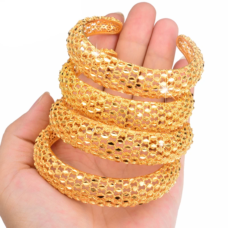 WANDO-4PCS-Lot-Ethiopian-Bride-Bangle-for-Women-Gold-Color-Wholesale-Dubai-Bracelet-African-Arab-Jewelry