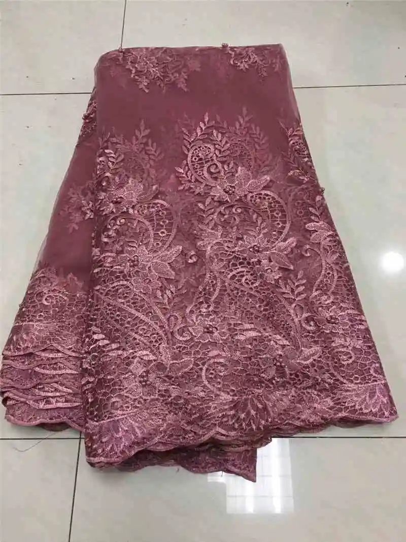 

Latest beaded lace fabric handmade 3d flower luxury french net lace 2019 bridal lace fabric dentelle tissu 5yard/lot NX570z