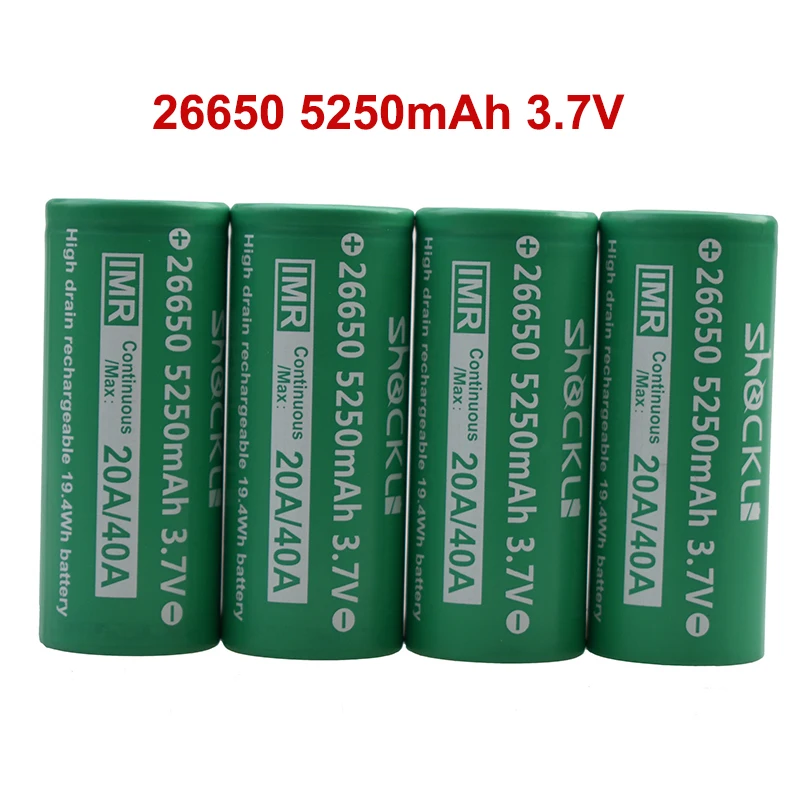 26650 аккумулятор Shockli 26650 5250mAh 5000mAh 20A 3,7 V литий-ионная аккумуляторная батарея для фонарика DQG TINY ODF30 VAPING AEGIS