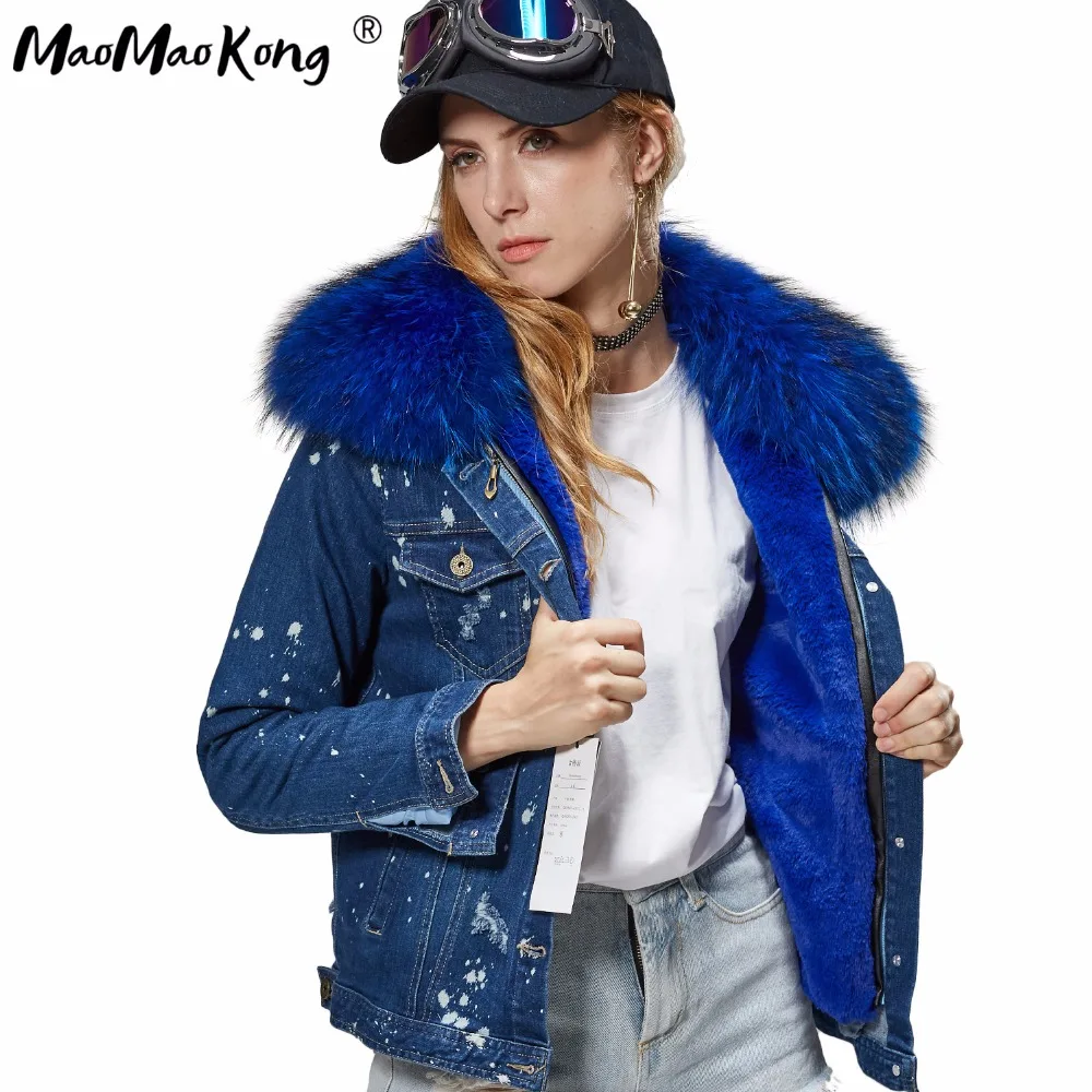 Женская короткая джинсовая куртка пилот с подкладкой из искусственного меха и