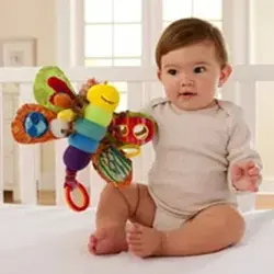 Мода кровать вокруг детские мобильные Музыкальная Inchworm плюшевые игрушки для новорожденных малышей игрушки Бабочка запястья погремушку