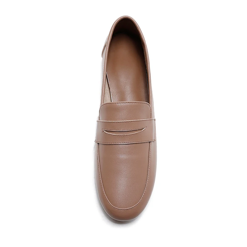La Dames Femmes 2018 Wetkiss Sur Beige Glissement Véritable Appartements Printemps Brown Cuir Rond dark Couture noir Mode Bout Casual Chaussures Nouvelle Arrivée 0wOXkP8n
