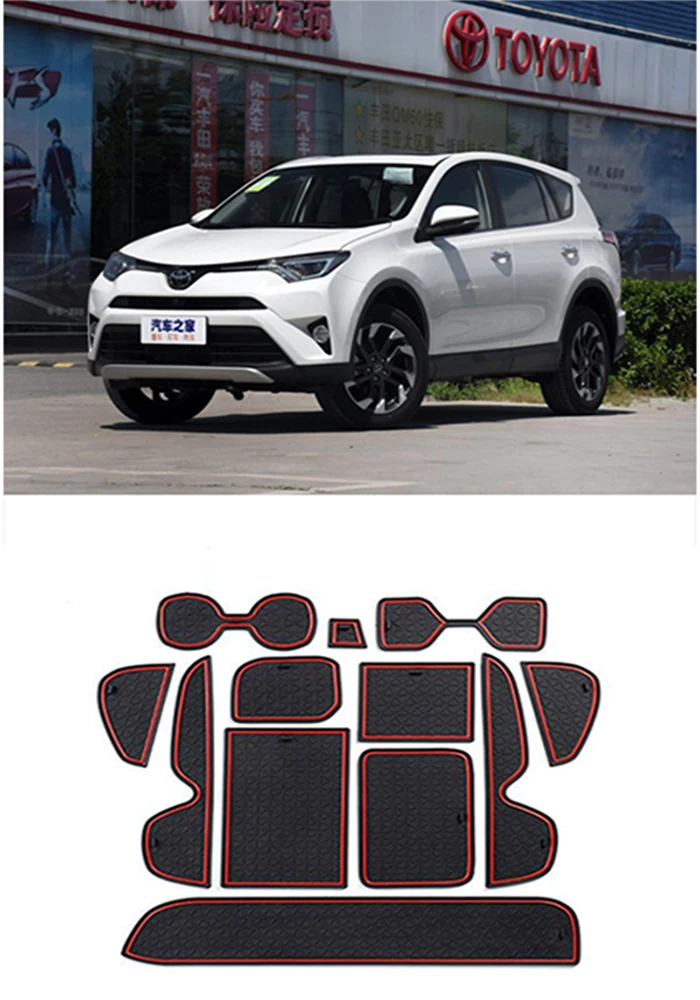 

Anti-Slip Gate Slot Mat for Toyota RAV4 2019 2020 Interior Accessories Rubber Cup Holders Non-Slip mats Car Sticker （12 PCS）