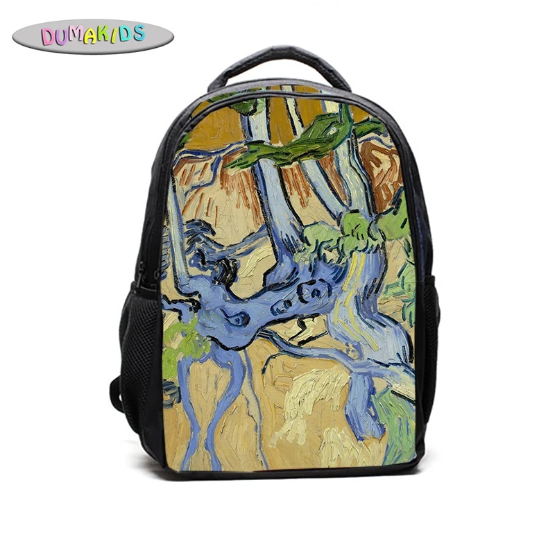 木の根10ゴッホバックパックひまわりギフトリュック多様な子供backbag学生絵画女の子スクールカラフルなブルー Painting Polyethylene Painting Grassespainting Party Aliexpress
