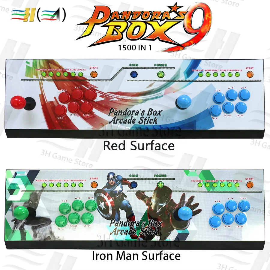 2018 Pandora Box 9 1500 in 1 Video Games Arcade Stick Console 2 Players joystick led button Pandora's box 5 plus Version console