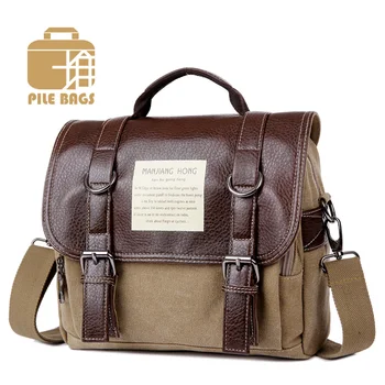 

School Book Bags Men Leather Satchel Man Handbag Canvas Messenger Bags Vintage Briefcase Men's Vintage Handbags Male Suitcase