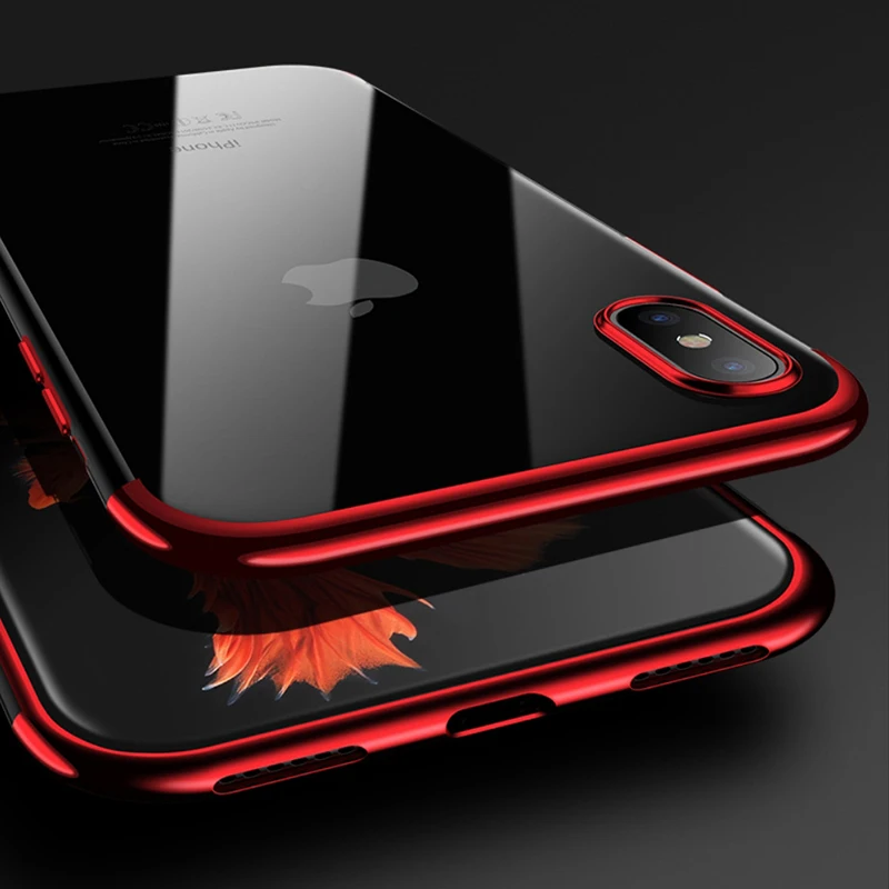 

Plating TPU Case For iPhone X 10 Transparent Ultra Thin Soft Silicone Cover For iPhone 8 7 6 6S Plus Phone Accessories