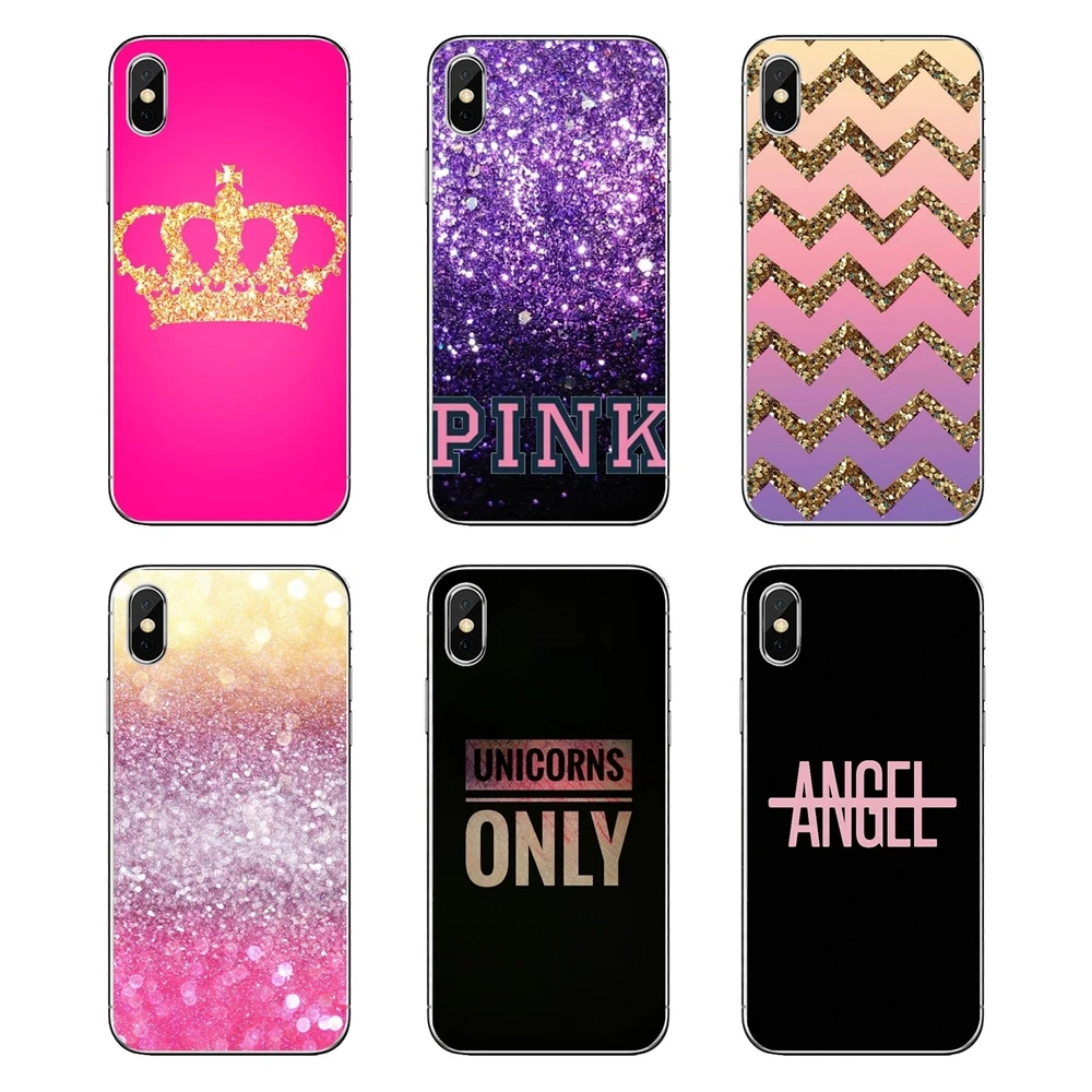 

Soft Transparent Shell Covers glitter queen king pink For Huawei P20 Lite Nova 2i 3i 3 GR3 Y6 Pro Y7 Y8 Y9 Prime 2018 2019