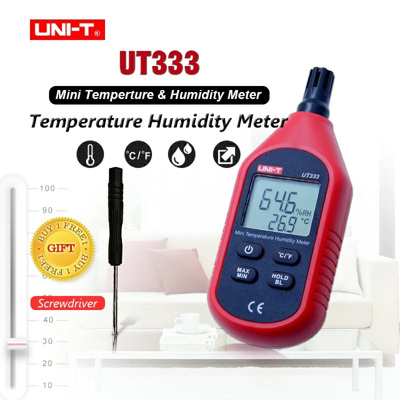

UNI-T UT333 Mini Temperature Humidity Meter Indoor Outdoor Hygrometer Overload Indication Unit Conversion LCD Backlight