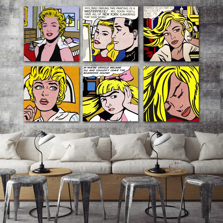 

Wall Art Canvas Painting Vintage American Girl Pop Art Nordic Posters And Prints Canvas Pictures For Living Room Salon Decor Bar