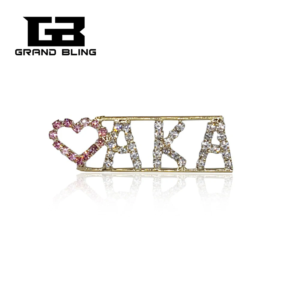 

Gold Plated Rhinestone Greek Letter Pin "LOVE AKA" Brooch Jewelry