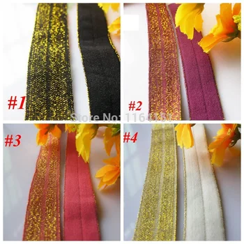 

40yard Mixed Colors elastic gold metallic zebra foil headband elastic,15mm elastic DIY Headbands Hair ties Hair bows accessories