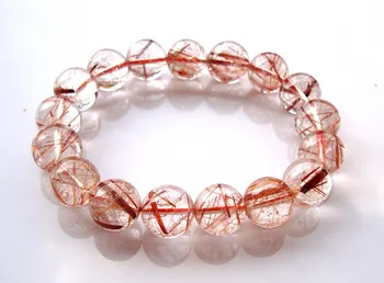 

Free Shipping Natural Copper Rutilated Quartz 12mm Round Beads Bracelet Women Jewelry Accessories Weddings Parties Gift
