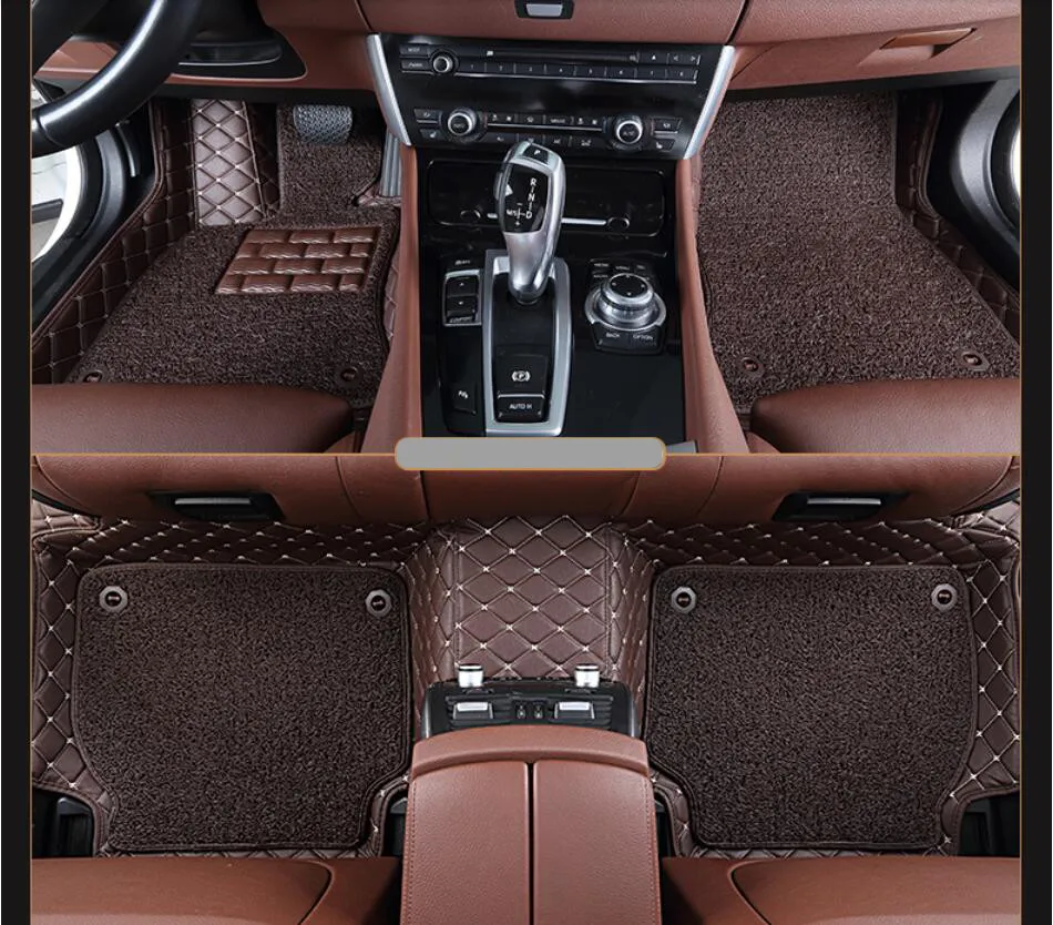 

Auto Floor Mats For Jaguar XJ 2014.2015.2016.2017 Foot Carpets Step Mat High Quality Embroidery Leather Wire coil 2 Laye