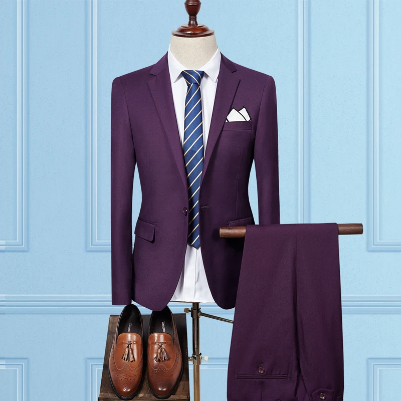 (Куртка + штаны) костюмы для мужчин 2021 Сезон весна осень Мужская Slim Fit Нарядные