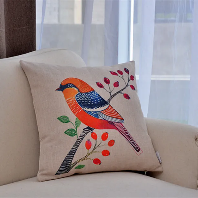 40 Homemade Red Bird Cushion Cover Printed Amimal Linen Cotton New Homemade Decorative Pillows 40 Homemade Red Bird Cushion Cover Printed Amimal Linen Cotton New Homemade Decorative Pillows