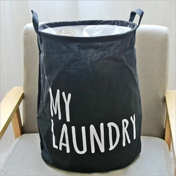

Waterproof Laundry Basket Canvas Storage Basket For Baby Clothes Toys Storage Bag Bins Barrel Organizer Home Supplies 35*45cm