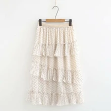 Длинные юбки из тюля размера плюс, Женская Повседневная плиссированная шифоновая юбка с оборками