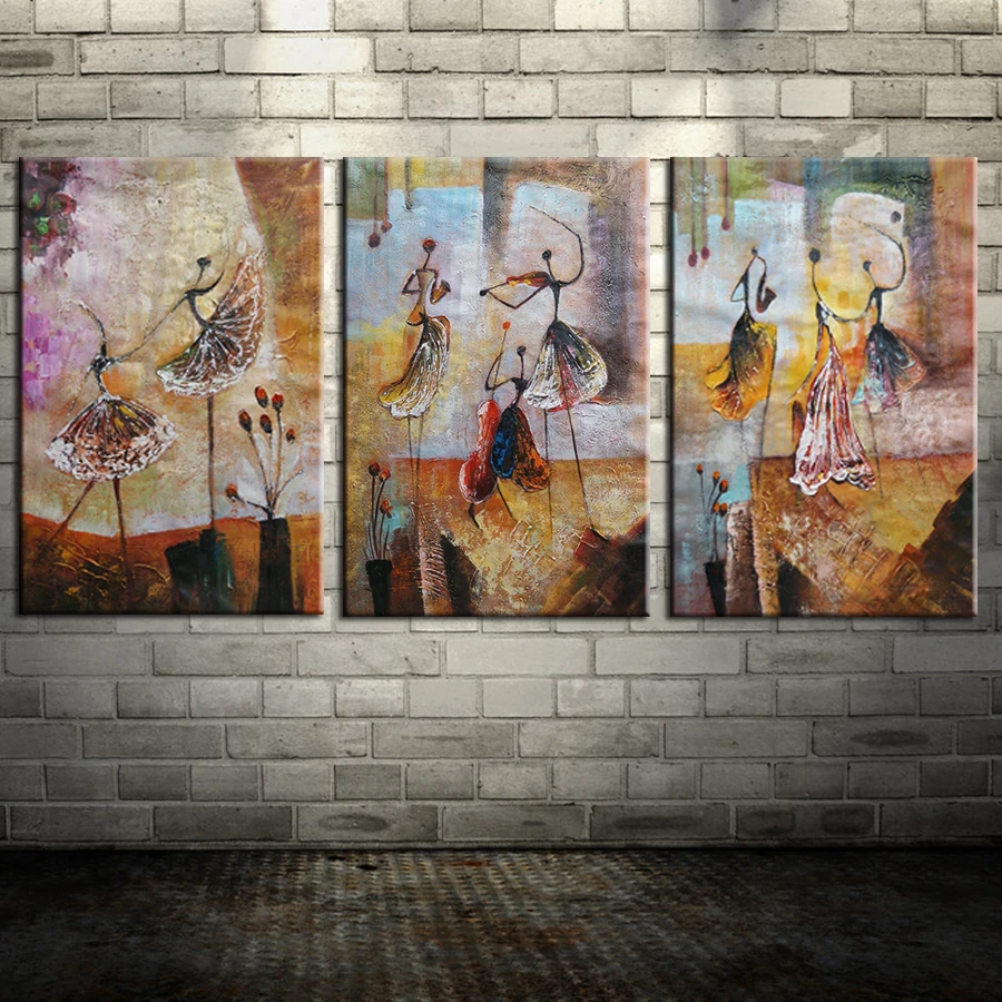 

Ballet Dancers group of 3PCS from 100% Hand painted Modern Abstract Oil Painting On Canvas Wall Art Home Decoration Home Decor