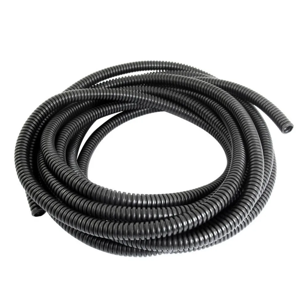 7mm x 10mm Flexible Black PVC Corrugated Wire Tubing Wrap Conduit Pipe