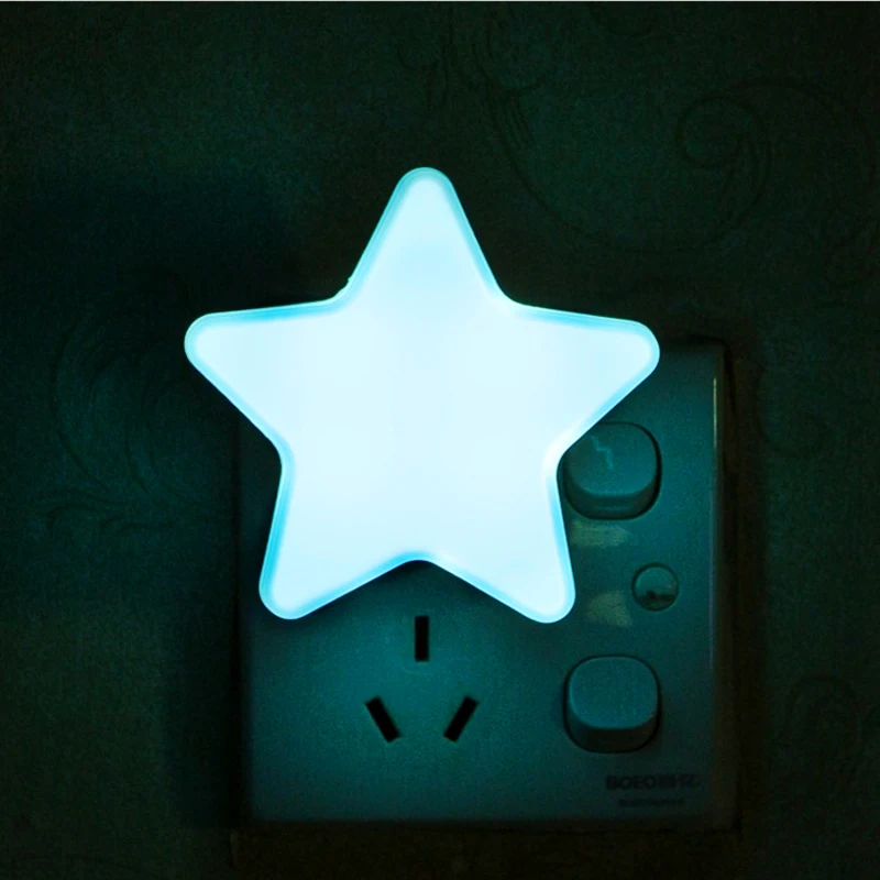 EU  US Plug LED Star Night Lights Wall Socket Bedside Lamp AC 220V 110V Lovely Light Control Children Room Feeding Night Lamps (4)