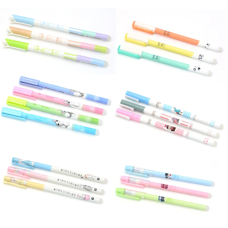

60 pcs/set 0.38 mm Gel Pen Penna Cancellabile Stylo Effacable Erasable Pens Cute Gel Blue Boligrafo Borrable School Eraser