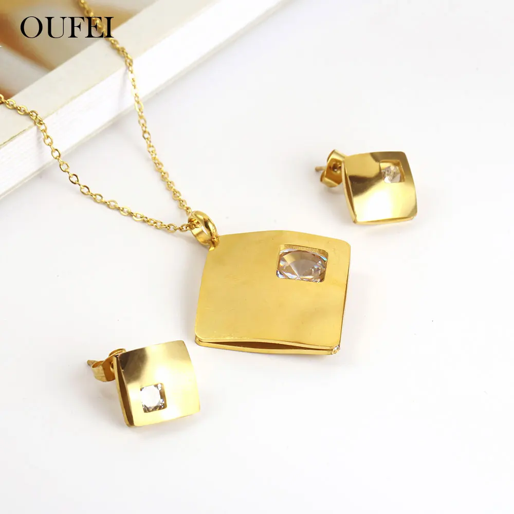 

OUFEI Indian Jewelry Necklace Earrings Set Summer Accessories Stainless Steel Jewelry Set Fashion Jewelry Accessories