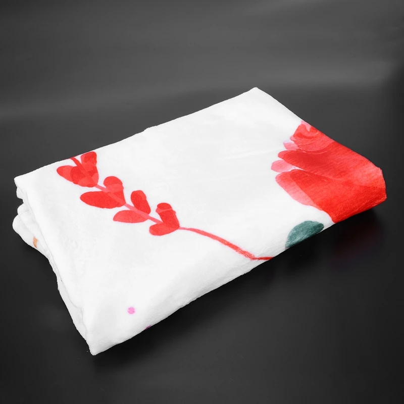 Large baby milestone blanket soft wool newborn baby bath towel blanket baby stroller package photography props red flower patt