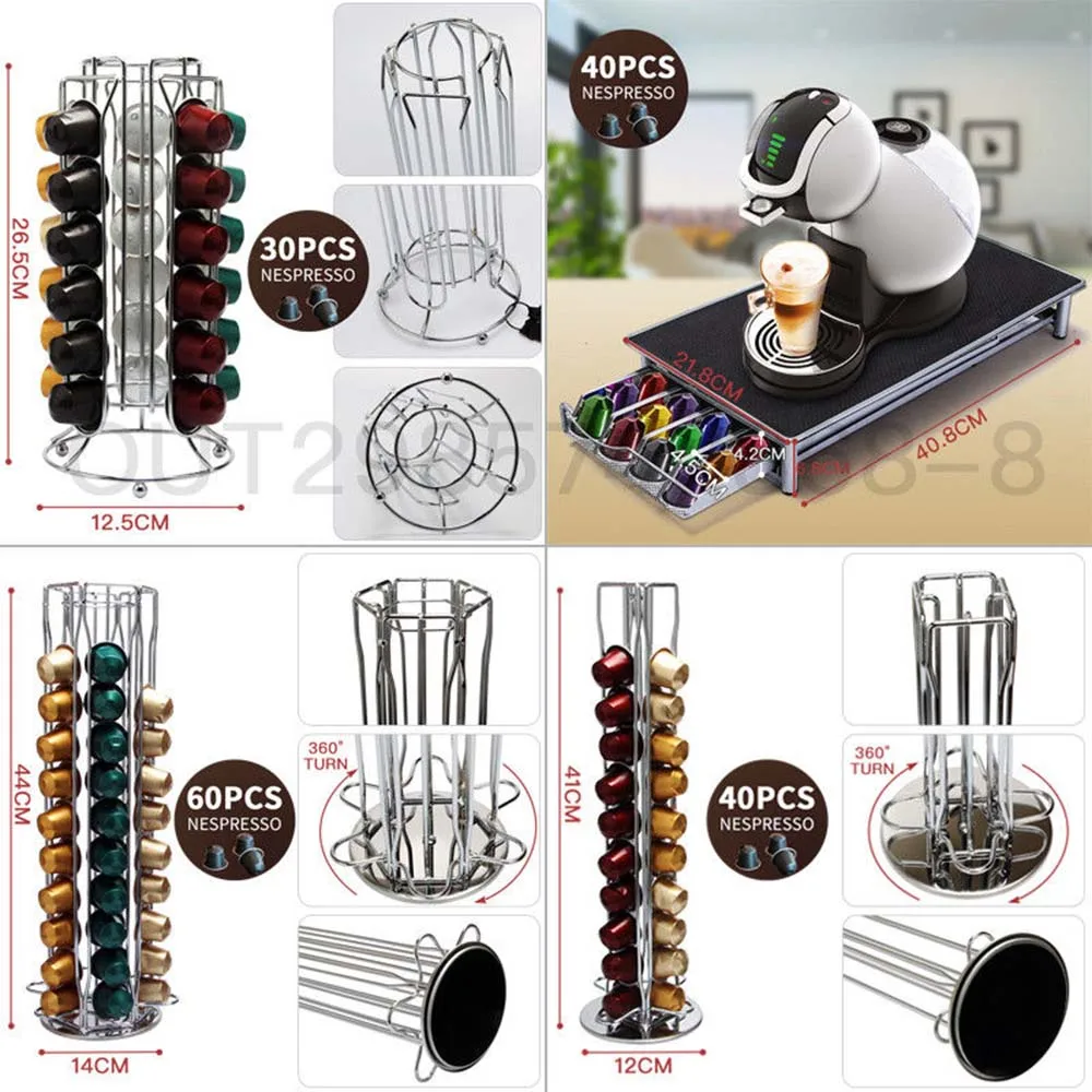 Storage Dolce Gusto Nespresso Capsule Holder Stainless Steel Display Capsule Rack Stand Kitchen Table Metal Shelf Free Shipping
