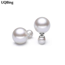 Модные 925 пробы серебряные двухсторонние жемчужные серьги гвоздики ювелирные изделия для женщин