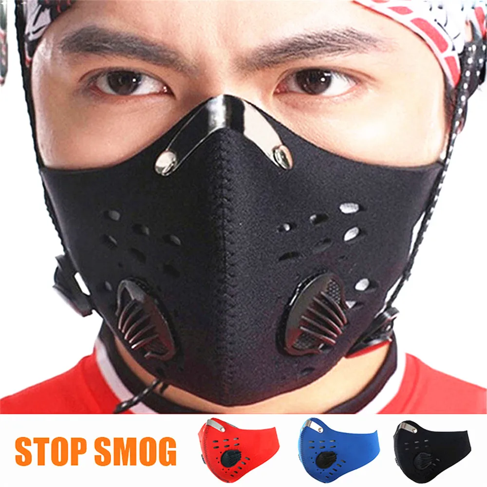 

Men Anti-dust Breathable Windproof Bike Cycling Half Face Mask with Filter Neoprene Activated Carbon Haze Outdoor Facial Mask