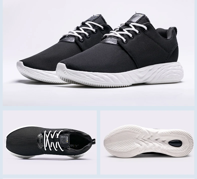 ONEMIX Для женщин кроссовки легкий дышащий материал повышает спортивные черные кроссовки обувь Атлетическая для активного отдыха Туфли без каблуков для прогулки обувь