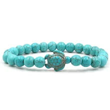 Летний стиль, морские бусины в виде черепахи, браслеты для женщин и мужчин, Классические 14 цветов, натуральный камень, эластичный браслет дружбы, пляжные ювелирные изделия