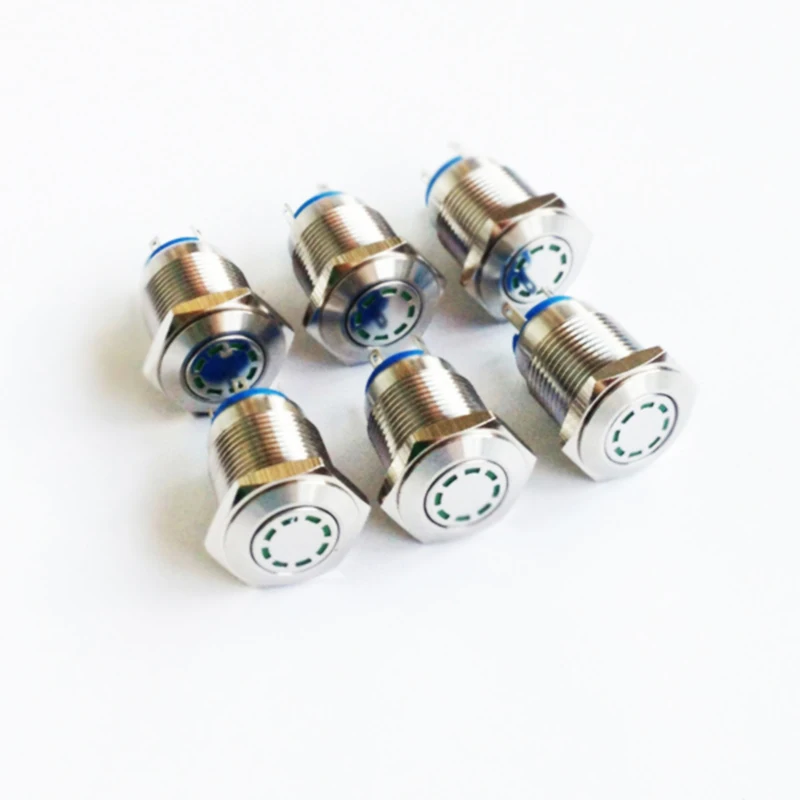

big discount 16mm Flat round head momentary pin terminal lamp led illuminated metal push button switch