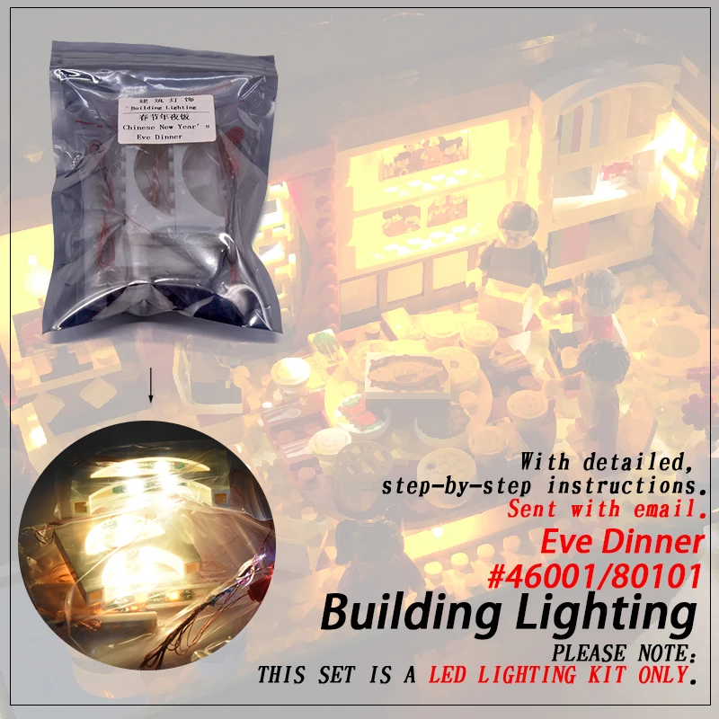 

Led Light Set (only light included ) For legoings 80101 Chinese New Year Eve Dinner Compatible 46001 Moive Building Blocks Brick