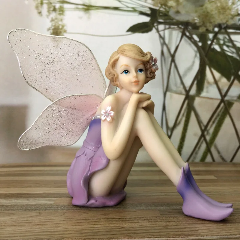 

Flower Fairy Angel Decoration Beautiful Girl Resin Home Decor Mini Flower Fairy Statue Wedding Decoration Christmas Gift