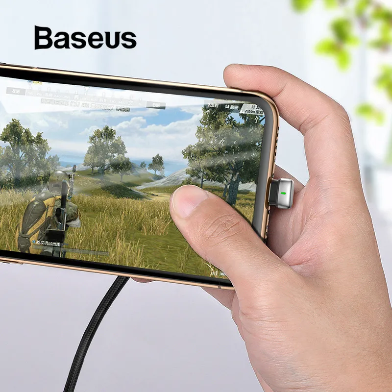 Baseus U-نوع كابل يو اس بي ل فون X xr xs ماكس كابل شحن مصباح ليد الهاتف المحمول اللعب لعبة كابل ل فون 8 7 6 6 s زائد